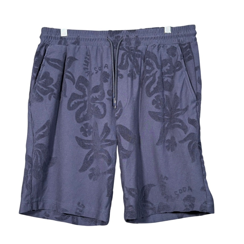 Scotch & Soda Jacquard Towelling Shorts Floral Navy Drawstring Mens Large